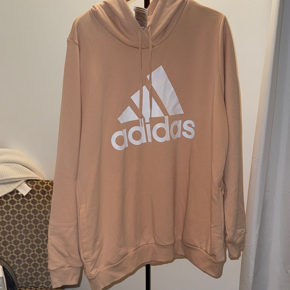 2x Adidas Beige Hoodie with White Logo